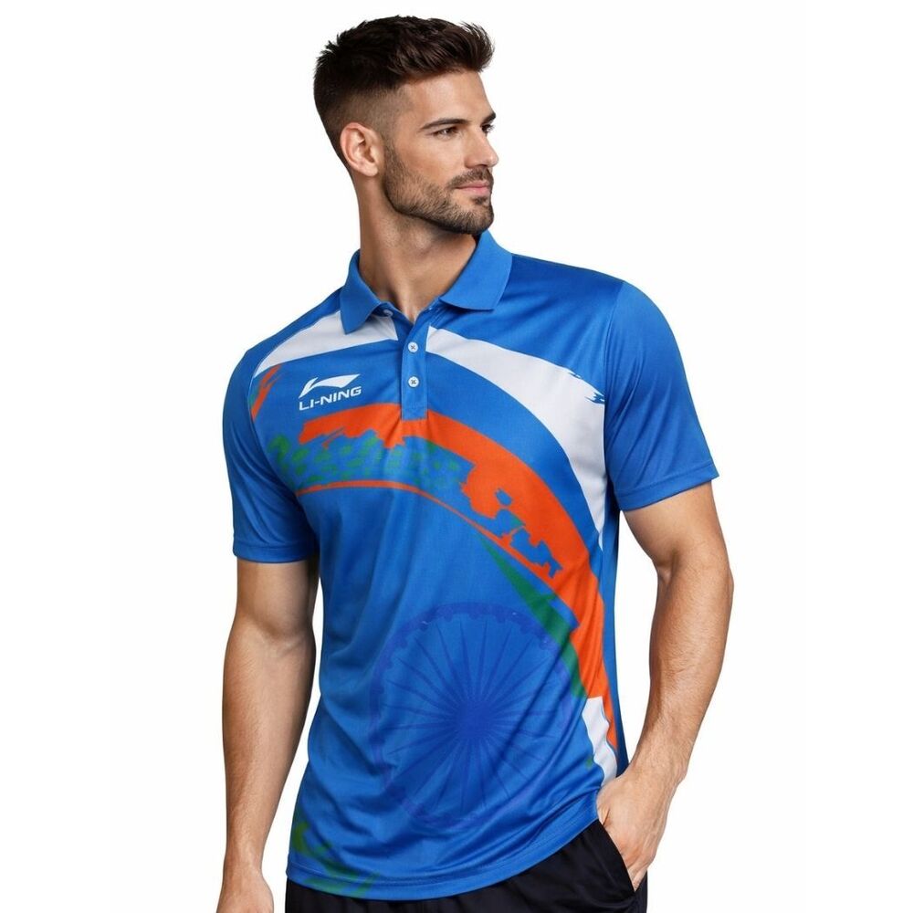 LiNing Polotee Badminton T Shirt Blue Size Small