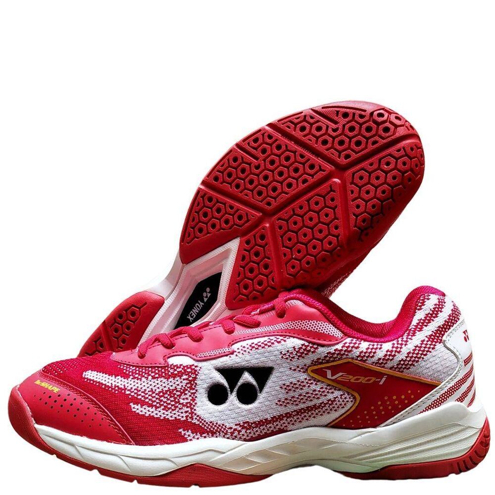 Yonex V200 I Badminton Shoes Ruby Red Medallion Gold